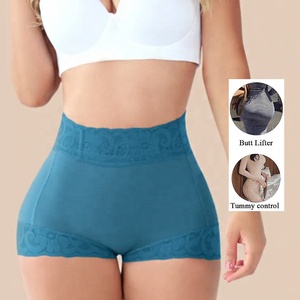 Faja pantalón corto de cintura alta levanta glúteos y control de abdomen para mujer, con <span class=keywords><strong>cinturilla</strong></span> de encaje colombiano y 4 varillas de acero. - Product Image 4