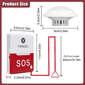 Người tàn tật nhà vệ sinh báo động phòng tắm thông báo Kit SOS nút khẩn cấp y tế hệ thống cảnh báo cho người cao tuổi bệnh nhân - Product Image 6
