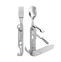 Ustensile de barbecue de voyage multifonctionnel détachable pliable, couverts en acier, couteau, cuillère et fourchette, ensemble de couverts