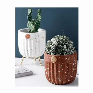 Fornecedores de jardinagem doméstica branca pequena de 5" vasos de flores de cimento plantadores de decoração de casa cimento sem pires