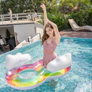 <b>Inflatable</b> Rainbow Figure Eight Swimming Ring Extra <b>Large</b> Thick PVC Adult <b>Pool</b> Float Novelty Design Underarm Support - Product Image 3