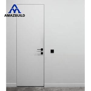 AMAZBUILD Porte invisible en bois massif de style minimaliste, nouvelle conception personnalisée, sans cadre, dissimulée à l'intérieur - Product Image 1