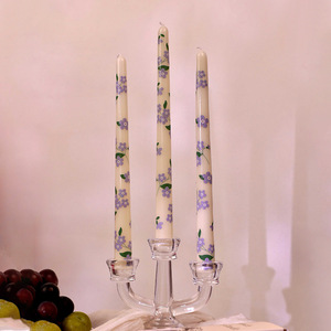 Bougies imprimées à longue tige de 25 cm, style européen romantique, sans fumée, pour mariage, dîner, décoration de maison et fêtes - Product Image 4