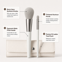 Ensemble de pinceaux de maquillage synthétiques avec logo personnalisé, pour le visage, les yeux, le fond de teint, mini pinceaux de maquillage portables et mignons, sac à fermeture éclair pour enfants