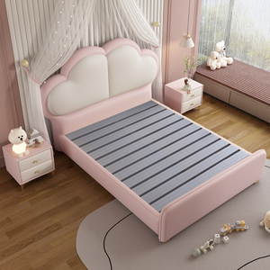 Crema stile Cloud per bambini principessa <span class=keywords><strong>letto</strong></span> a forma di amore per ragazze camera da <span class=keywords><strong>letto</strong></span> in pelle <span class=keywords><strong>letto</strong></span> <span class=keywords><strong>singolo</strong></span> moderno rosa lusso per bambini - Product Image 3