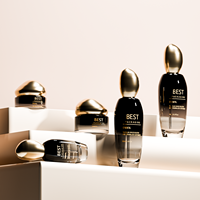 Ensemble de flacons et pots en verre de luxe uniques pour soins de la peau, capacités de 30 ml, 50 ml, 100 ml, avec couvercles en forme de pierre pour masque facial