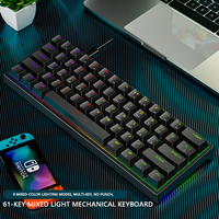 Keyboard Mekanik Gaming 60 Tombol Mini dengan Lampu Latar RGB LED 61 Tombol Kustom untuk Laptop Komputer