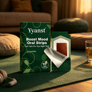 Bandes de film orales dissolvables à base de plantes, 30 pièces, vert foncé, motif feuille géométrique, boîte en papier, OEM, marque privée, vente en gros - Product Image 5