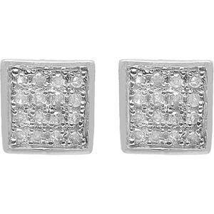 Pendientes cuadrados con diamantes Ornaatis, 0,10 quilates, corte redondo, plata de ley 925, uso diario para mujer - Product Image 1