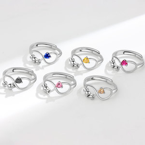 Anillo antiansiedad de <span class=keywords><strong>plata</strong></span> besd con puntas planas, novedad de 2023, venta al por mayor, con spinner de cuentas - Product Image 2