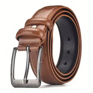 Wholesale Soft Vintage Men's PU Leather Belt Alloy <b>Pin</b> Buckle Designer Brand Business Fashion Casual Style Customizable Size - Product Image 4