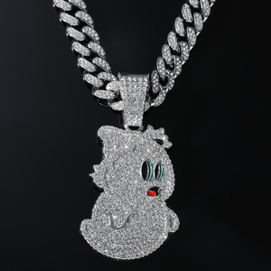 สร้อยคอจี้รูปผีการ์ตูนน่ารักสุดฮิตปี 2026 สไตล์ฮิปฮอปแฟชั่นสำหรับผู้ชาย ทำจากโลหะผสม ขายส่งเครื่องประดับ - Product Image 3