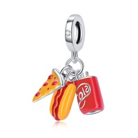 Vente en gros de breloques en argent sterling S925 en forme de tasse à café, perles DIY, bracelet Statue de la Liberté, pendentif vache, cadeau pour femme