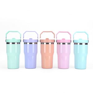 20oz Bright Stainless Steel <b>Insulated</b> Kettle Portable Portable Coffee <b>Mug</b> with Straw Water Bottle - Product Image 2