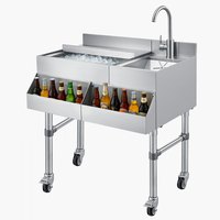 Bac à glace commercial avec évier et robinet en acier inoxydable, glacière de 60 litres, chariot refroidisseur, unité à cocktails pour bar, restaurant, pub