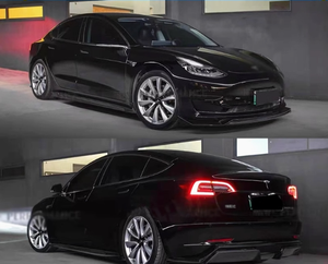 طقم هيكل عالي الجودة لنموذج تسلا <span class=keywords><strong>3</strong></span> ترقية طراز فني طقم هيكل تنورات جانبية للشفاه الأمامية ناشر خلفي سبويلر من ألياف الكربون - Product Image 3