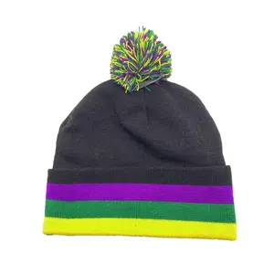 Moda Personalizado Mardi Gras Malha Beanie Wool Inverno Quente Chapéus para Homens e Mulheres Beanie Chapéus