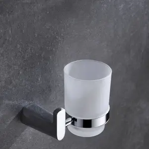 Hot Round Shape Design Wall Mounted Bathroom Tumbler Holder Brass Toothbrush Holder With Glass