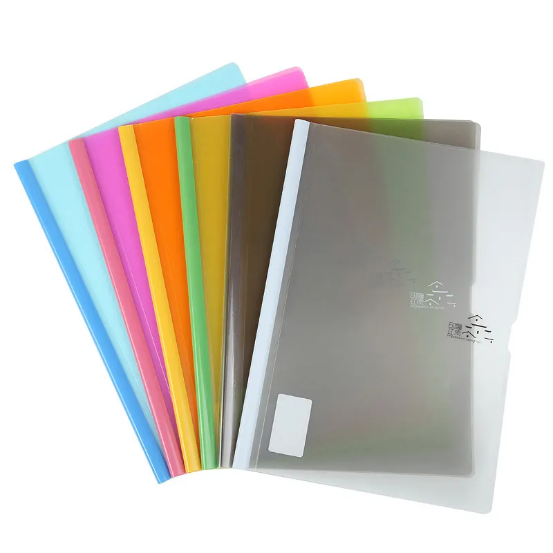Kleurrijke Transparante Pull Staaf Clip Transparant A4 Verdikte Plastic Film Rapport Bestandsmap