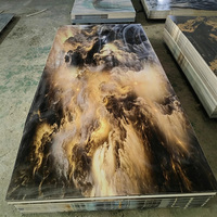 Panneau mural en PVC imperméable effet marbre brillant UV, moderne, 1220*2440mm, 3mm, pour décoration intérieure de salon d'hôtel, OEM