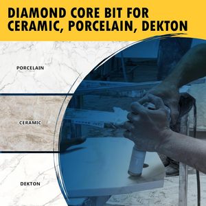 Broca de pared delgada JDK de 1-1/4 pulgadas para cerámica, porcelana, <span class=keywords><strong>Dekton</strong></span> y <span class=keywords><strong>Neolith</strong></span>, sierra perforadora de 1.6 pulgadas de profundidad, eje roscado de 5/8-11 - Product Image 4