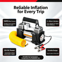 DC12V Dual Cylinder Electric Air Pump 30mm Cylinder 150PSI High Flow Tire Inflator with 5M Rubber Hose for SUV OEM
