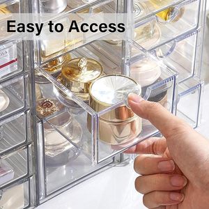 9-<span class=keywords><strong>Drawer</strong></span> Acrylic trang điểm tổ chức rõ ràng Stackable lưu trữ ngăn kéo Vanity Countertop thủ công đồ trang sức nghệ thuật Cung cấp tổ chức 3 - Product Image 4