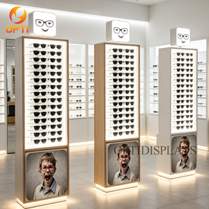 ชั้นวางแว่นกันแดดไม้แบบตั้งพื้นพร้อมไฟ LED สำหรับร้านแว่นตา - Product Image 5