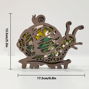 Série Forêt 3D, artisanat en bois multicouche, escargot lumineux/non lumineux - Product Image 4