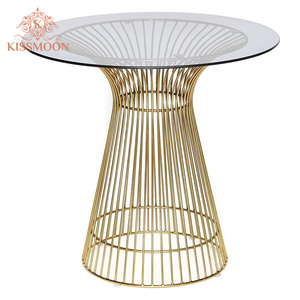 Elegant <strong>Gold</strong> Wire Stainless Steel Base <strong>Round</strong> Glass Bar <strong>Table</strong> Modern Luxury Cocktail <strong>Table</strong> for Wedding Banquet Hotel Event Decor - Product Image 2
