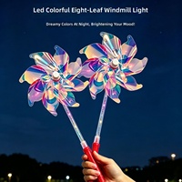 Kincir Angin LED Bercahaya Warna-warni Hadiah Ulang Tahun Anak-anak Lampu Dekoratif Kreatif Trendi Berkedip Bertenaga Baterai Genggam