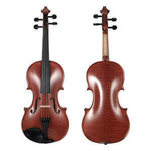 Violín de madera solista hecho a mano de tamaño completo 4/4: espalda de <span class=keywords><strong>arce</strong></span> flameado de estilo antiguo, acabado de mezcla de aceite y resina, configuración a prueba de <span class=keywords><strong>clima</strong></span> - Product Image 2