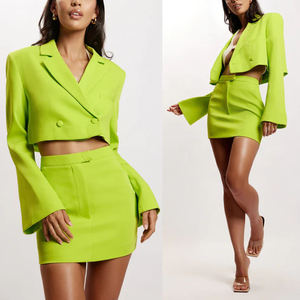 Cappotti da <span class=keywords><strong>donna</strong></span> personalizzati da ufficio gonna corta 2 pezzi Set scollo a V da <span class=keywords><strong>donna</strong></span> <span class=keywords><strong>blazer</strong></span> corti svasati <span class=keywords><strong>donna</strong></span> - Product Image 1