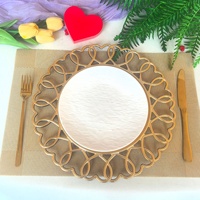 Assiettes de présentation haut de gamme en plastique à motif végétal, écologiques, non toxiques, style luxe léger rétro, pour l'hôtellerie et les mariages