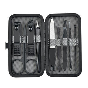 Kit <span class=keywords><strong>de</strong></span> pédicure professionnel, ciseaux à ongles, Kit <span class=keywords><strong>de</strong></span> toilettage avec étui <span class=keywords><strong>de</strong></span> voyage en cuir noir (coupe-ongles 9) - Product Image 3
