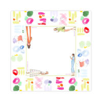 Tapis de jeu de mahjong bleu clair à motif de fleurs d'agrumes et de papillons, avec cadre festonné, dos antidérapant en caoutchouc et absorption des chocs
