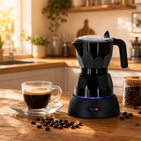 Cafetera Eléctrica Moka de 3 Tazas, Mini Cafetera Espresso con Tapa Transparente, Cafetera Personal sin Llama