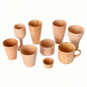 Top Grade Natural Solid Wood Tea Cup 4 Pack,Wooden Teacups Coffee <b>Mug</b> Wine <b>Mug</b> for Drinking Tea Coffee Wine <b>Bee</b> Wooden Tea Cups - Product Image 1