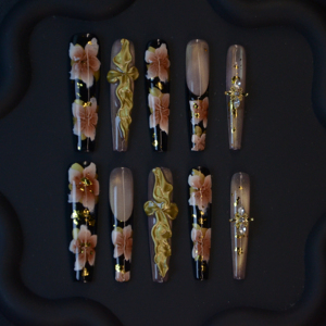 Unghie Finte Acriliche da <span class=keywords><strong>Donna</strong></span> Lunghe e Medie, Design Quadrato, con Colla Gel, Stile Stiletto Flessibile - Product Image 1