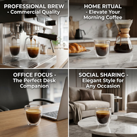 Kingze Tasse à café expresso double paroi en verre borosilicaté transparent de 80ml personnalisée et faite à la main