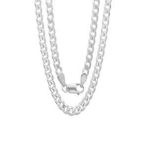 Hip Hop alta gioielleria da uomo 4mm cubana <span class=keywords><strong>925</strong></span> solida catena in argento Sterling <span class=keywords><strong>925</strong></span> collana in argento - Product Image 1