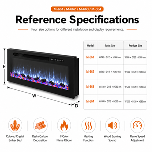 Cheminée électrique murale à effet de flamme <span class=keywords><strong>LED</strong></span>, construction métallique, télécommande anglaise, contrôlée par application, <span class=keywords><strong>pour</strong></span> usage domestique et hôtelier - Product Image 4
