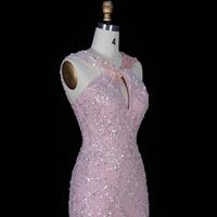 Robe de soirée sirène élégante Sharon Said SS709 pour femme, ornée de perles et de paillettes, en dentelle, col halter, idéale pour les anniversaires et occasions spéciales