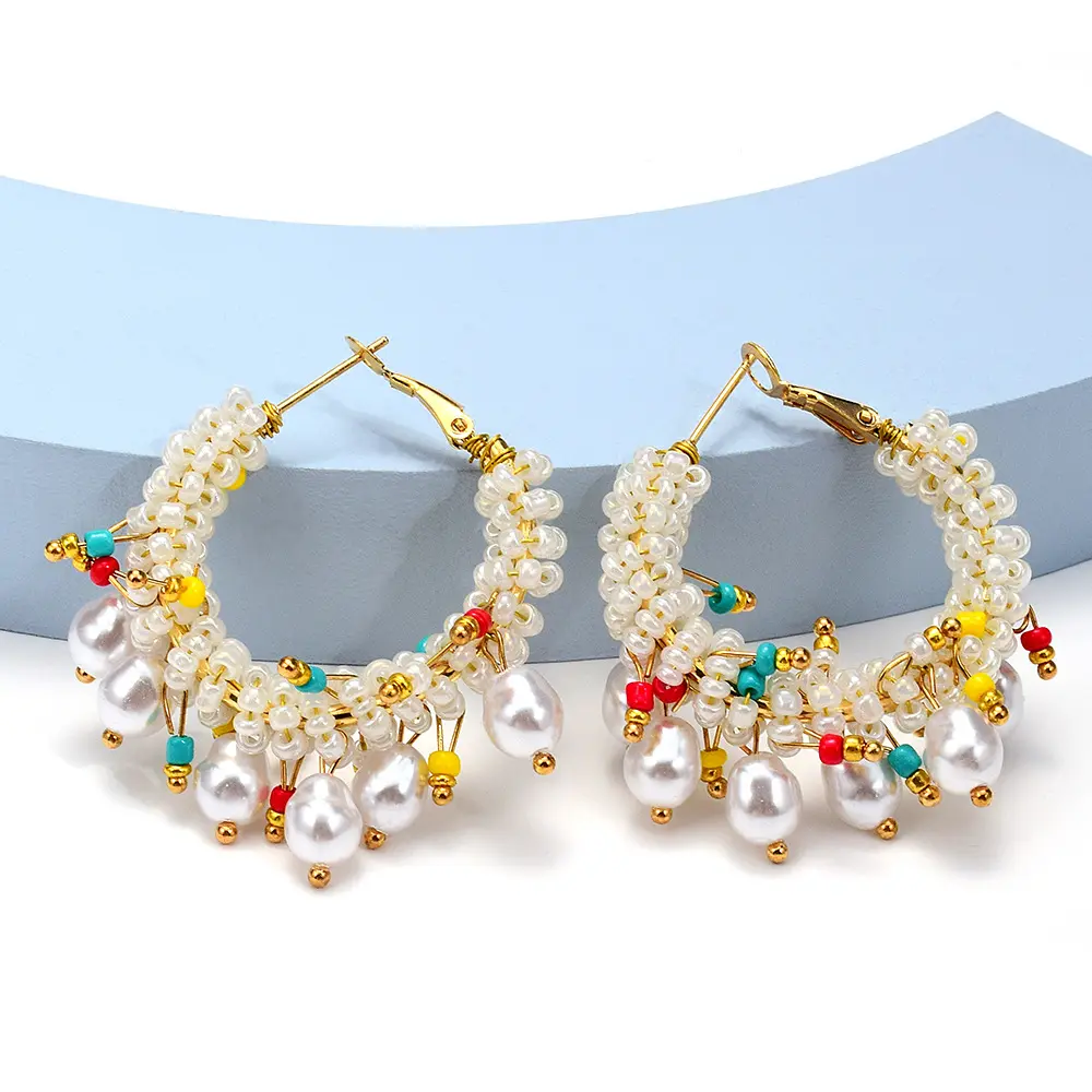 Orecchini fatti a mano Boho moda semplice da donna orecchini colorati con perle di perle ragazze Hawaii decorazione per le vacanze accessorio per gioielleria raffinata