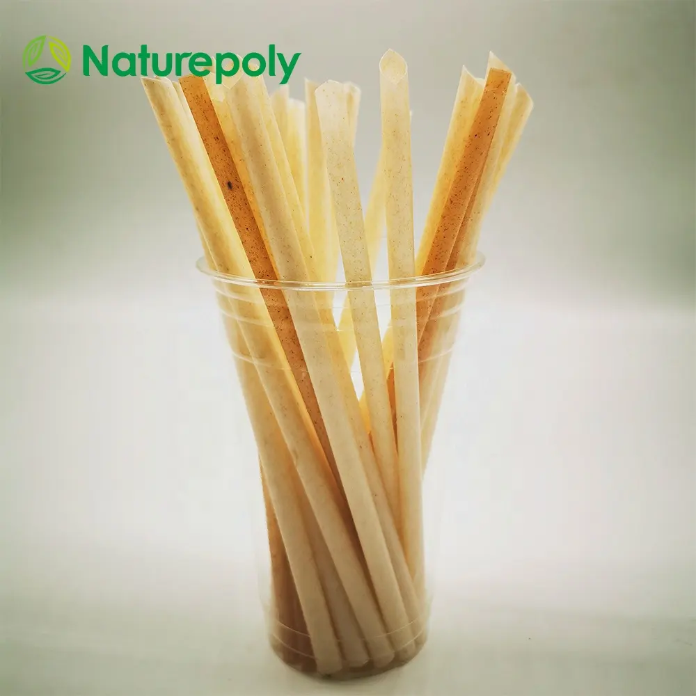 Custom 6 8 10 12 mm Disposable Single Wrapped Eco-friendly Biodegradable Compostable Fiber Sugarcane Straw