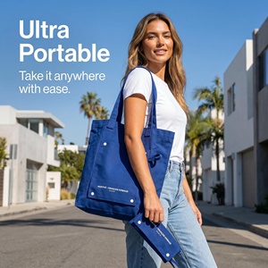 Bolsa de lona plegable, bolsa de compras de gran capacidad, bolsa de almacenamiento plegable para uso en supermercados, bolsa de playa para mujer - Product Image 3