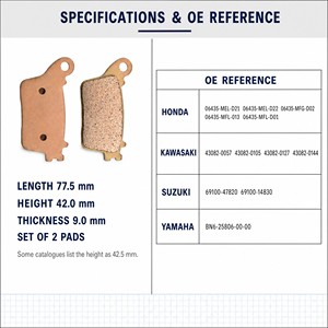 ผ้าเบรกหลัง FA436 แบบซินเทอร์ สำหรับรถฮอนด้า <span class=keywords><strong>CBR600RR</strong></span> CBR1000RR คาวาซากิ ZX-6R ZX-10R ซูซูกิ GSX-R ยามาฮ่า YZF-R1 <span class=keywords><strong>R6</strong></span> R7 อะไหล่แท้เบอร์ 06435-MFL-013 - Product Image 3