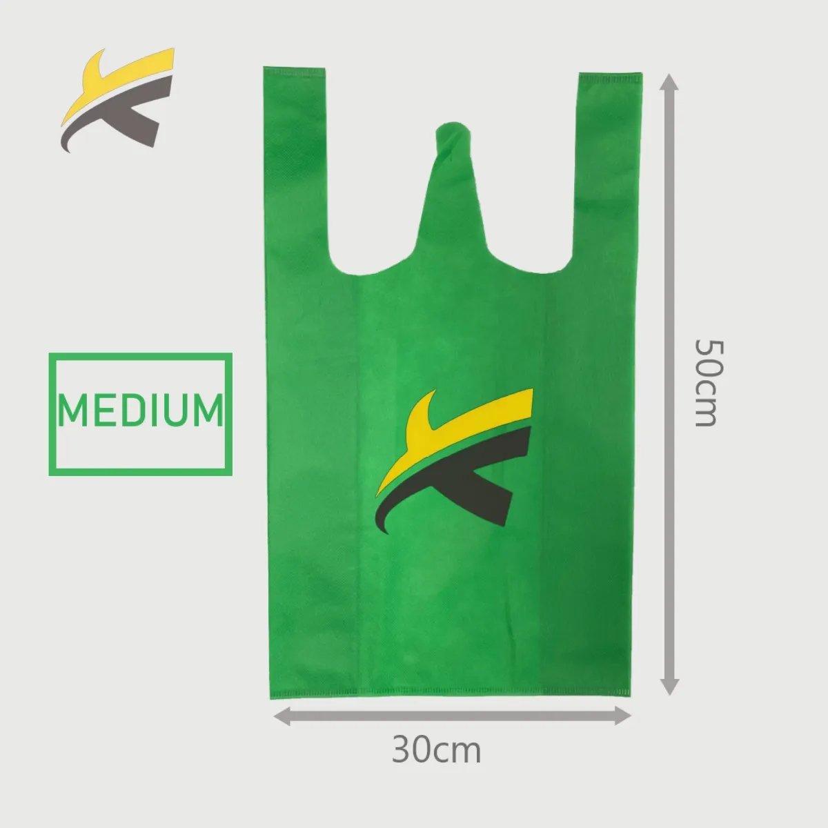 Дешевая недорогая переработанная средняя Экологичная Нетканая футболка с острым дном, сумка для покупок с логотипом, для супермаркета