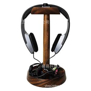 Soporte de madera maciza para auriculares, base de soporte personalizada para ordenador, estante de almacenamiento de audio, expositor decorativo - Product Image 2