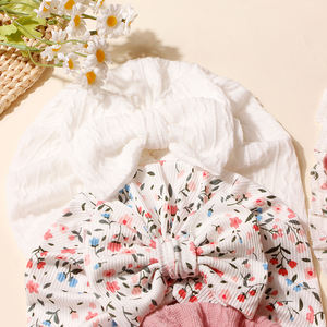 新款欧美风格6pcs婴儿围兜套装可爱蝴蝶结提花婴儿薄无骨帽子，带按扣闭合来样定做服务 - Product Image 3